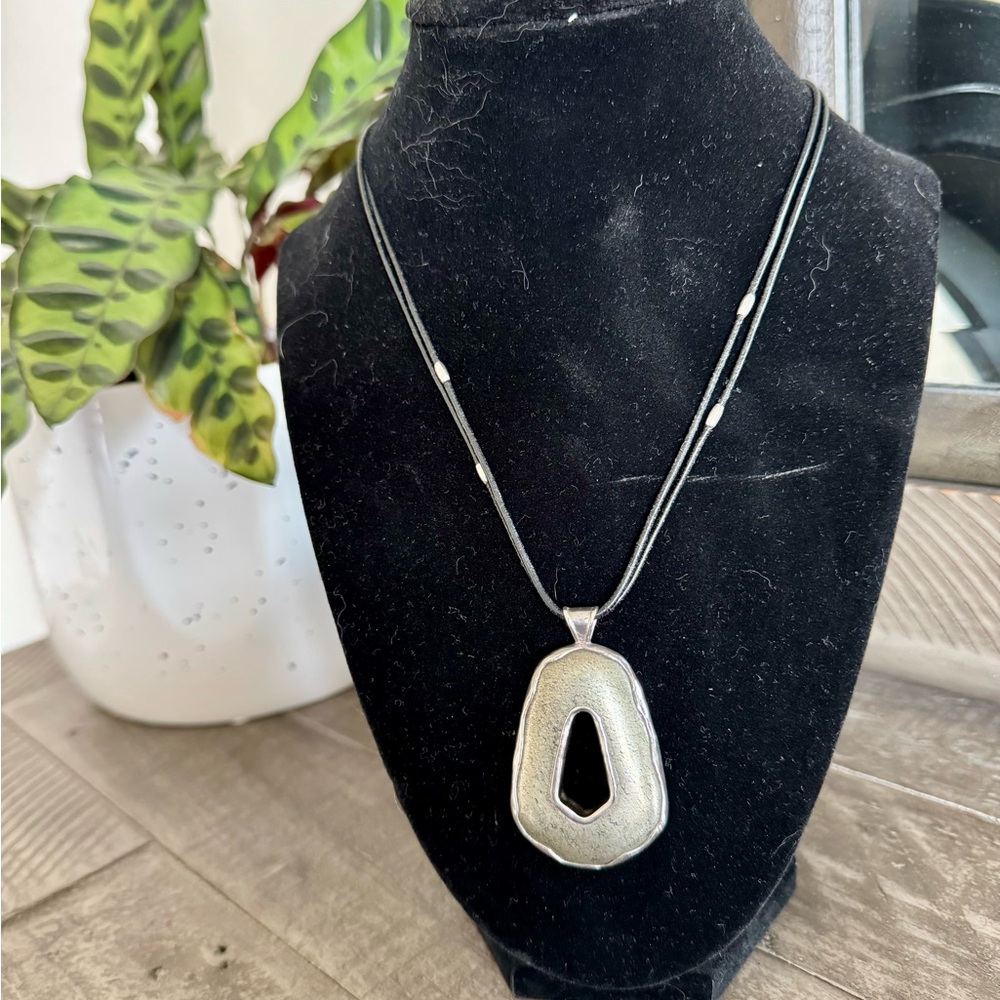 Reversible Silver Pendant Necklace